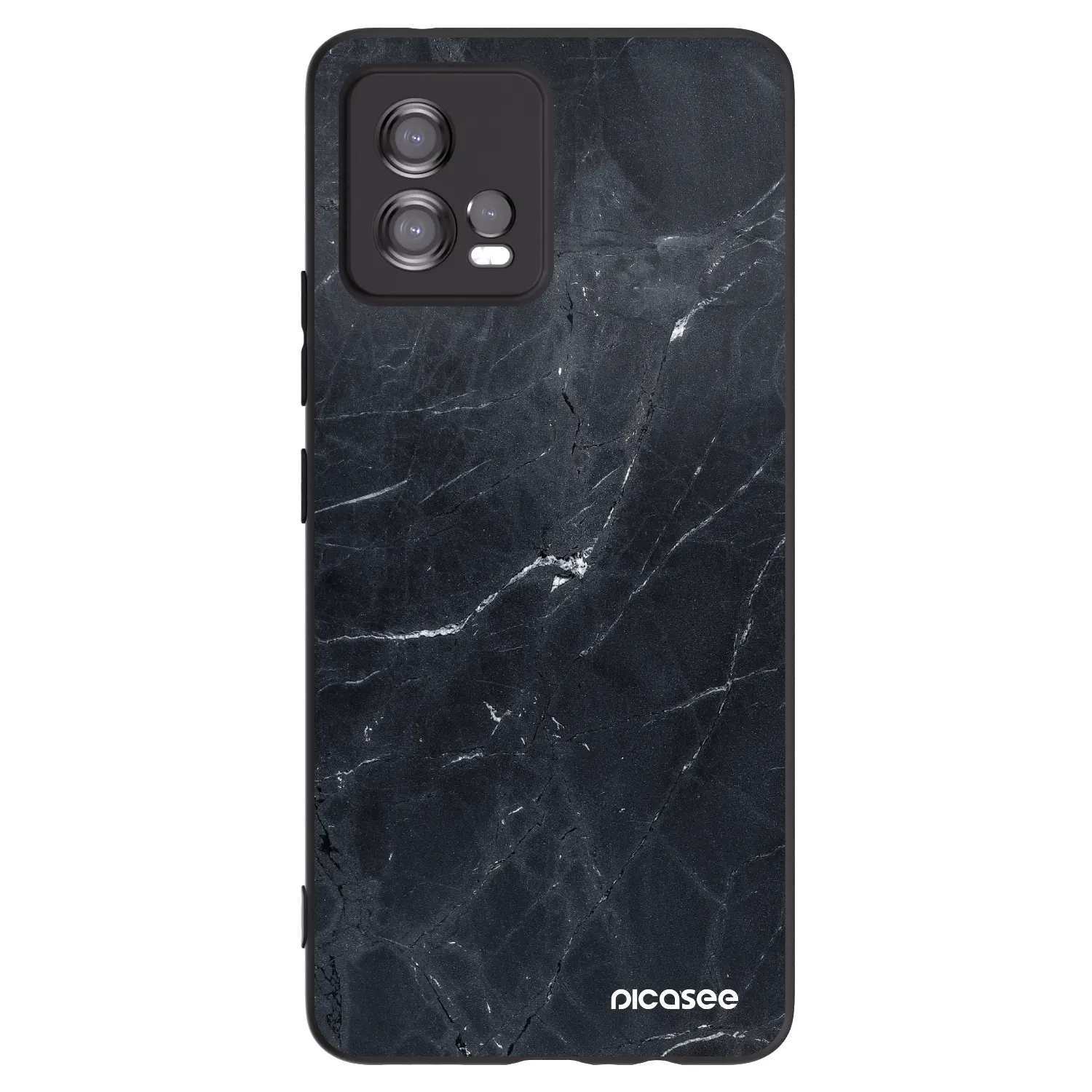 Picasee silikonový černý obal pro Motorola Moto G72 - Black marble