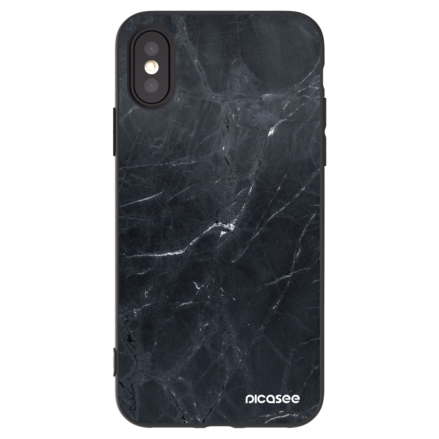 Picasee silikonový černý obal pro Apple iPhone X/XS - Black marble