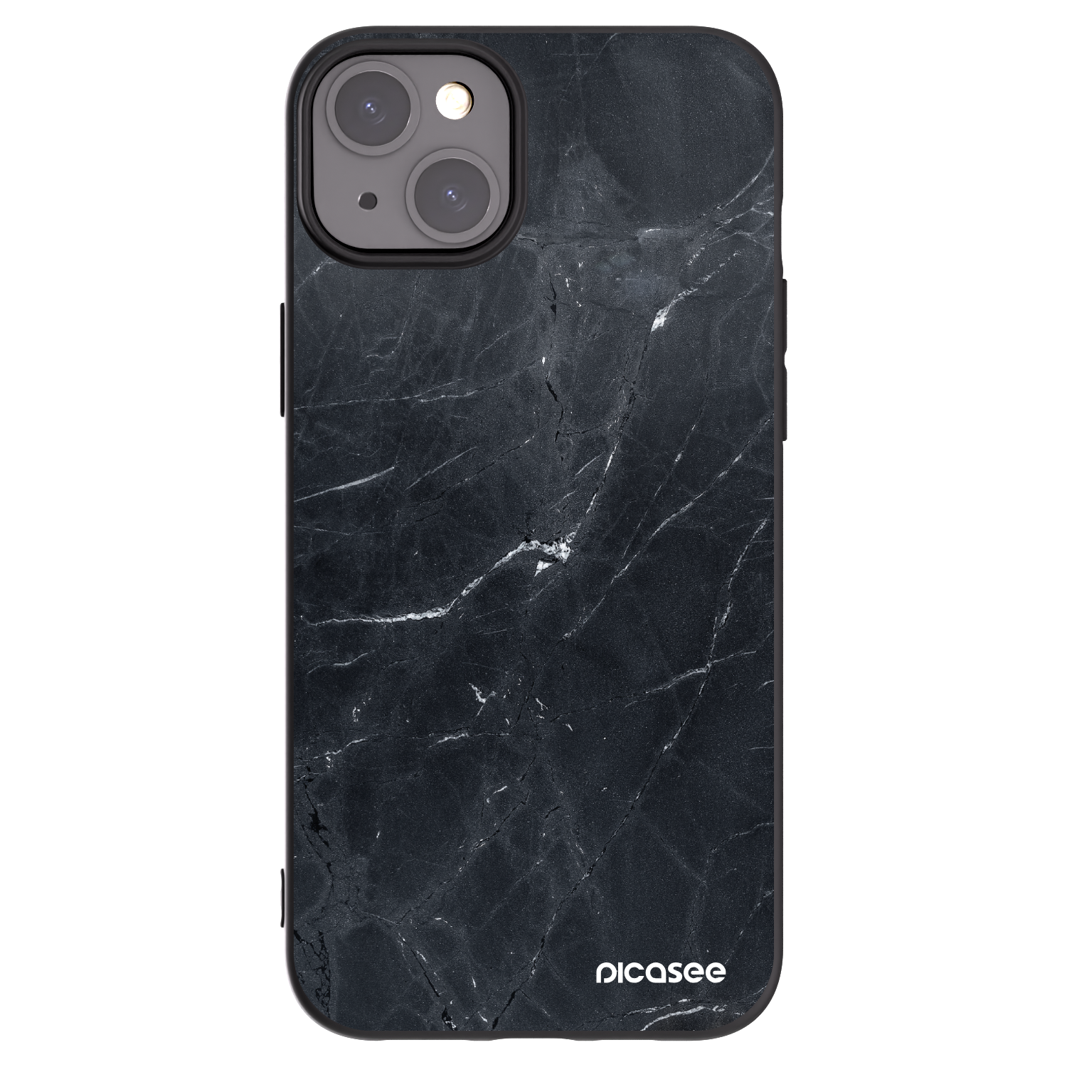 Picasee silikonový černý obal pro Apple iPhone 15 Plus - Black marble