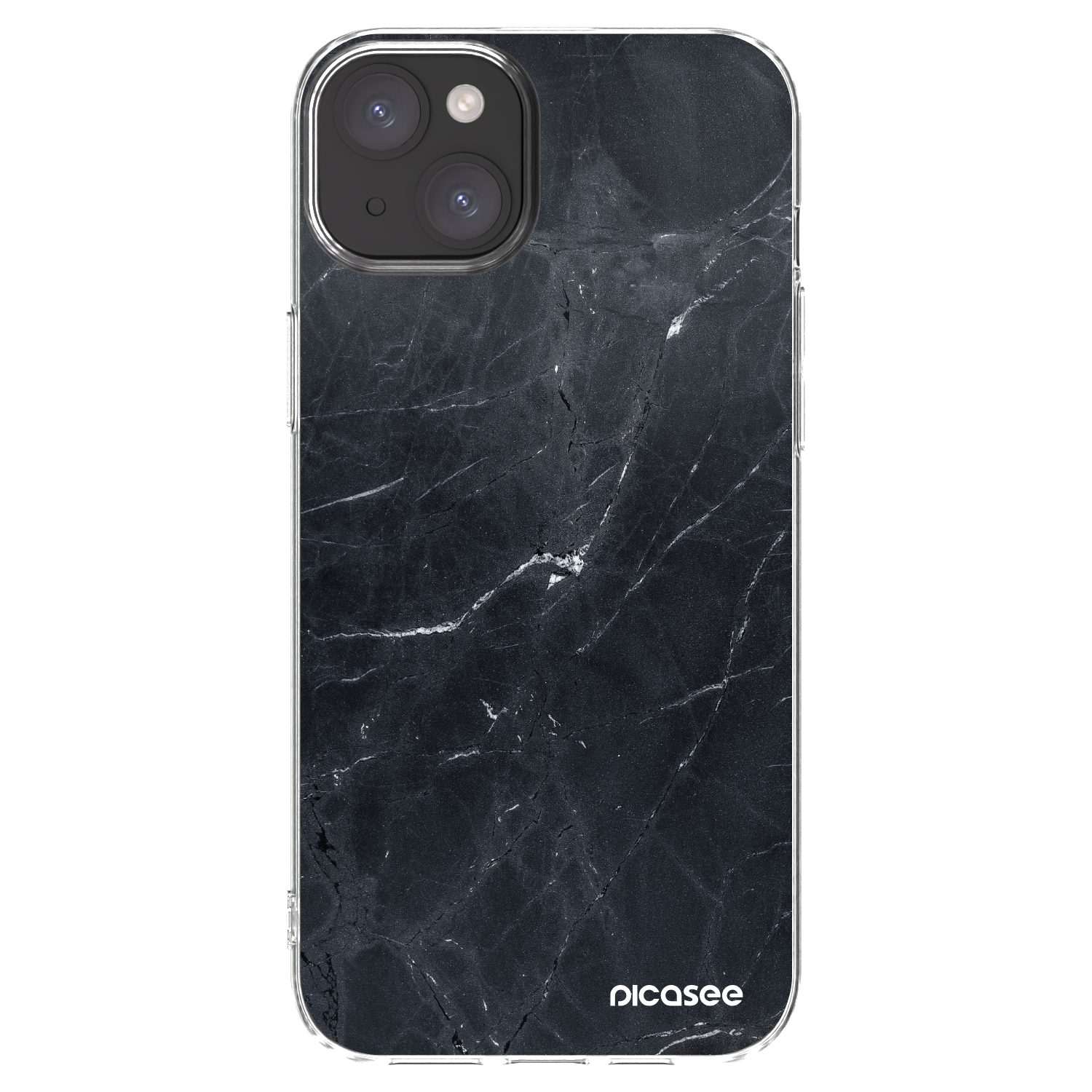Picasee silikonový průhledný obal pro Apple iPhone 15 Plus - Black marble