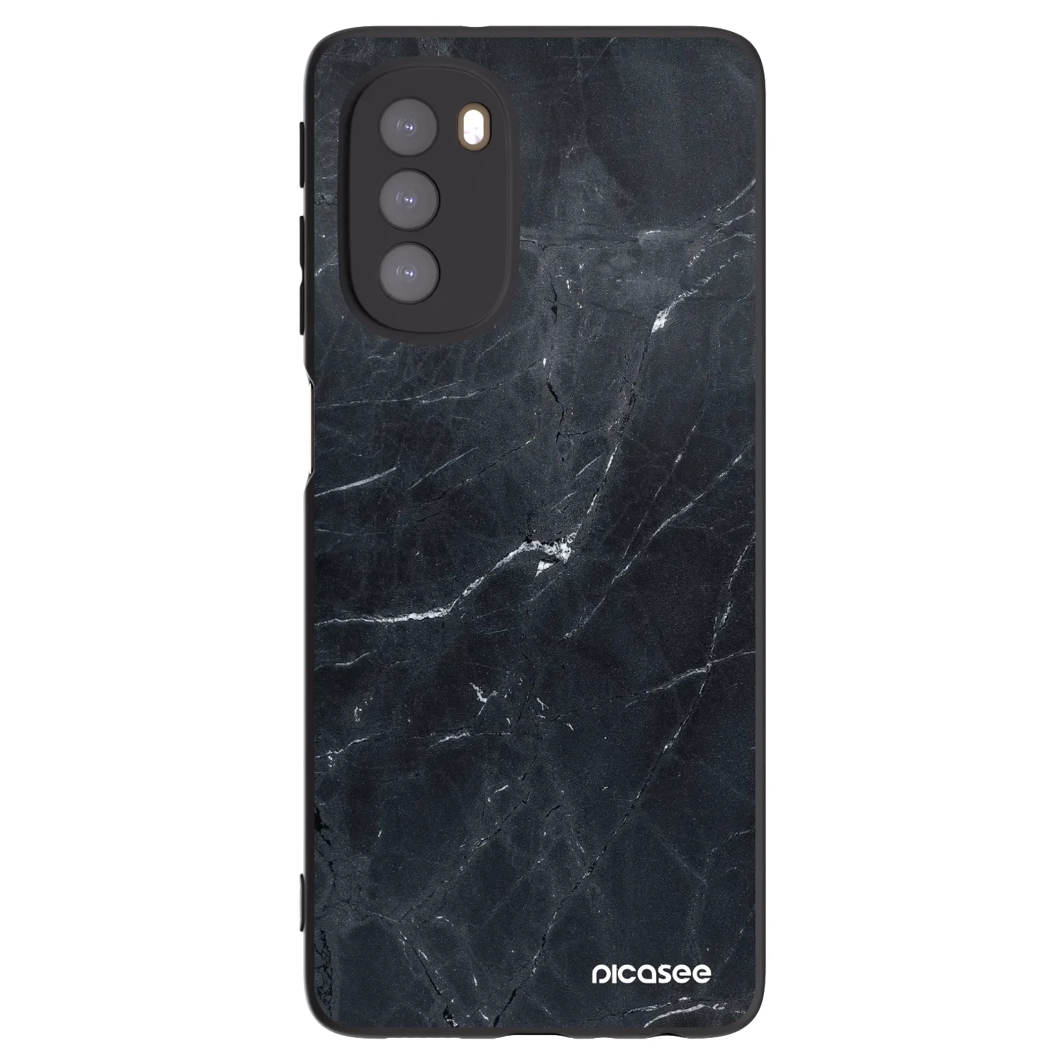 Picasee silikonový černý obal pro Motorola Moto G51 - Black marble