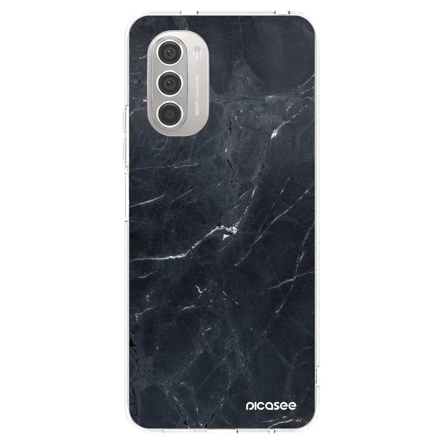 Picasee silikonový průhledný obal pro Motorola Moto G51 - Black marble
