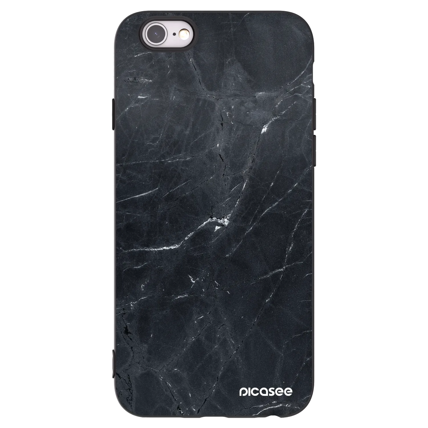 Picasee silikonový černý obal pro Apple iPhone 6/6S - Black marble