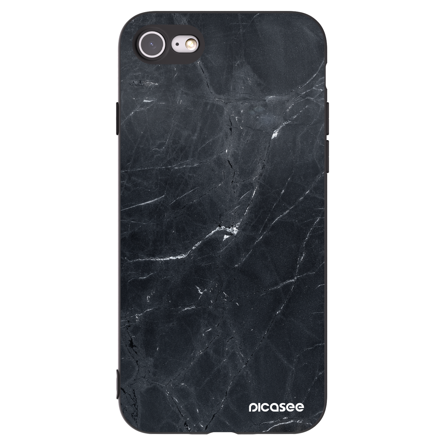 Picasee silikonový černý obal pro Apple iPhone 7 - Black marble