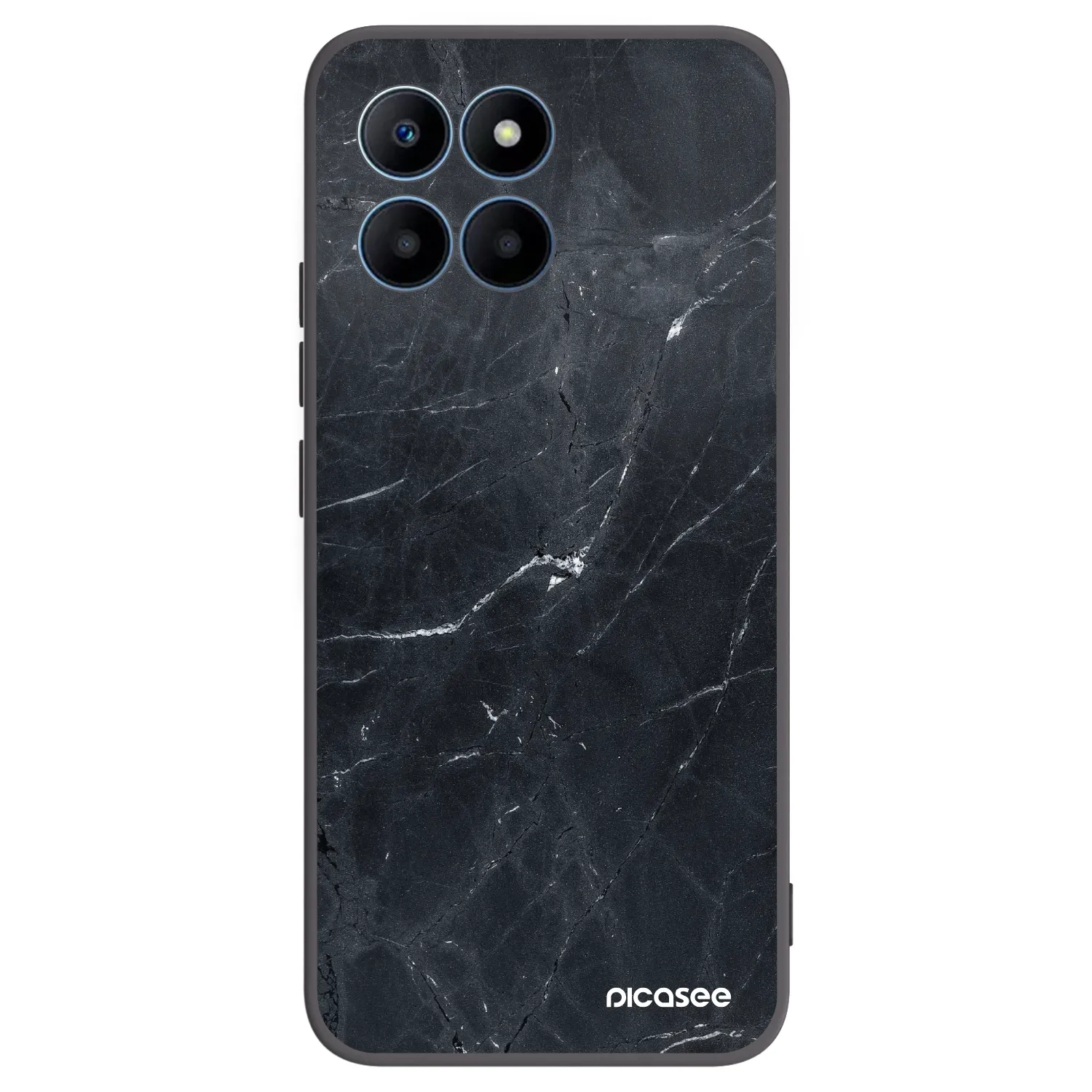 Picasee silikonový černý obal pro Honor 70 Lite - Black marble