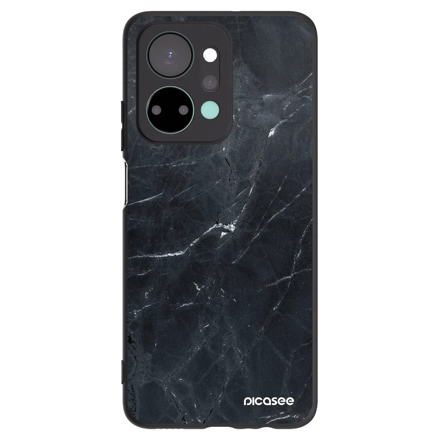Picasee silikonový černý obal pro Honor X7a - Black marble