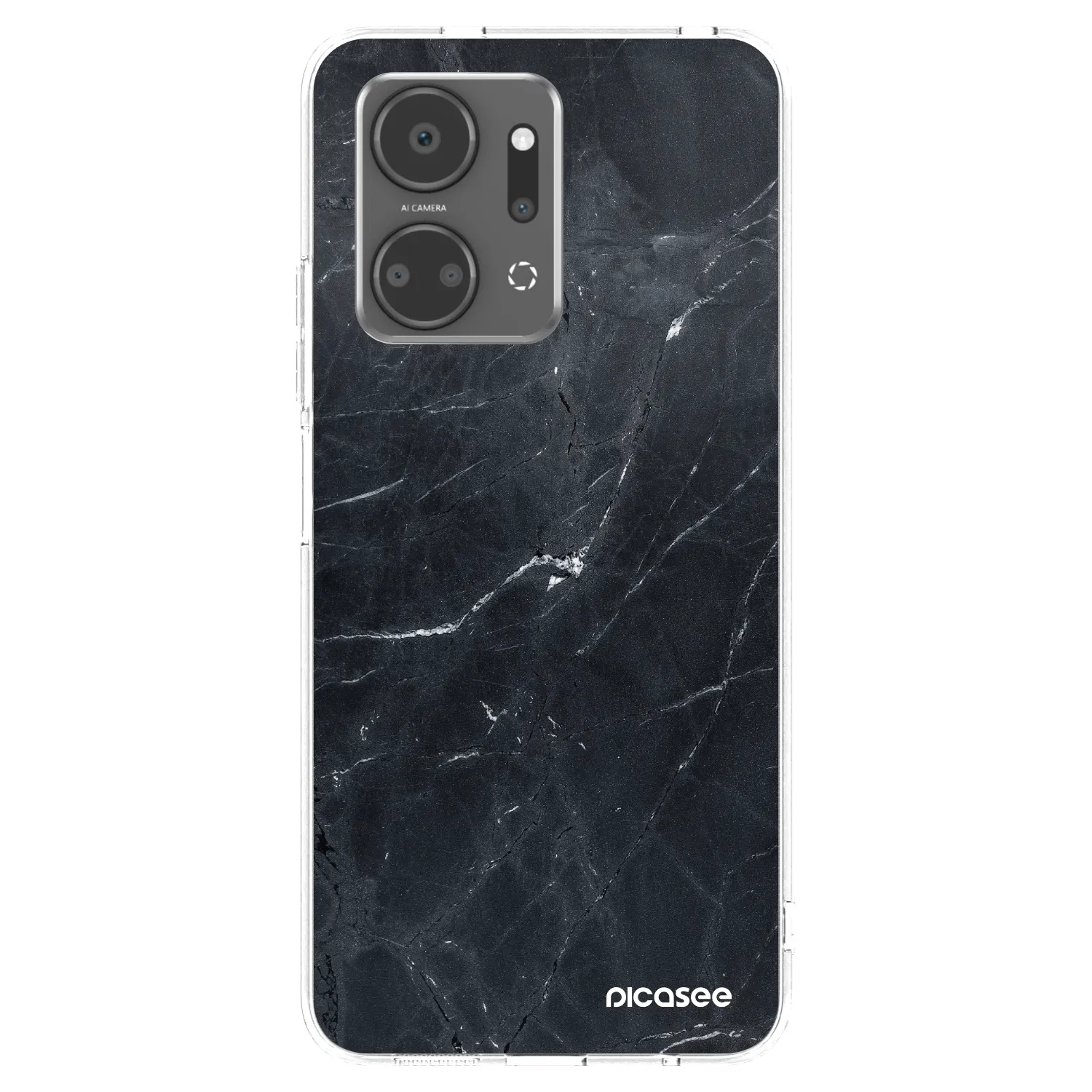 Picasee silikonový průhledný obal pro Honor X7a - Black marble