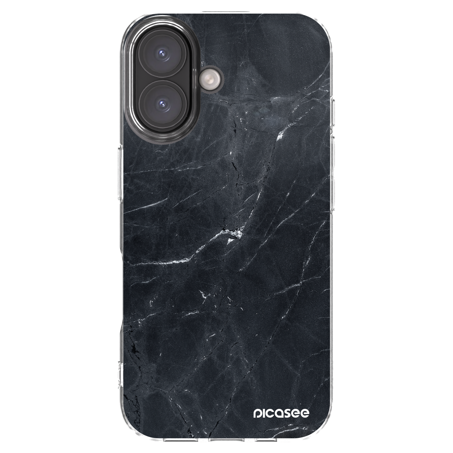 Picasee silikonový průhledný obal pro Apple iPhone 16 - Black marble