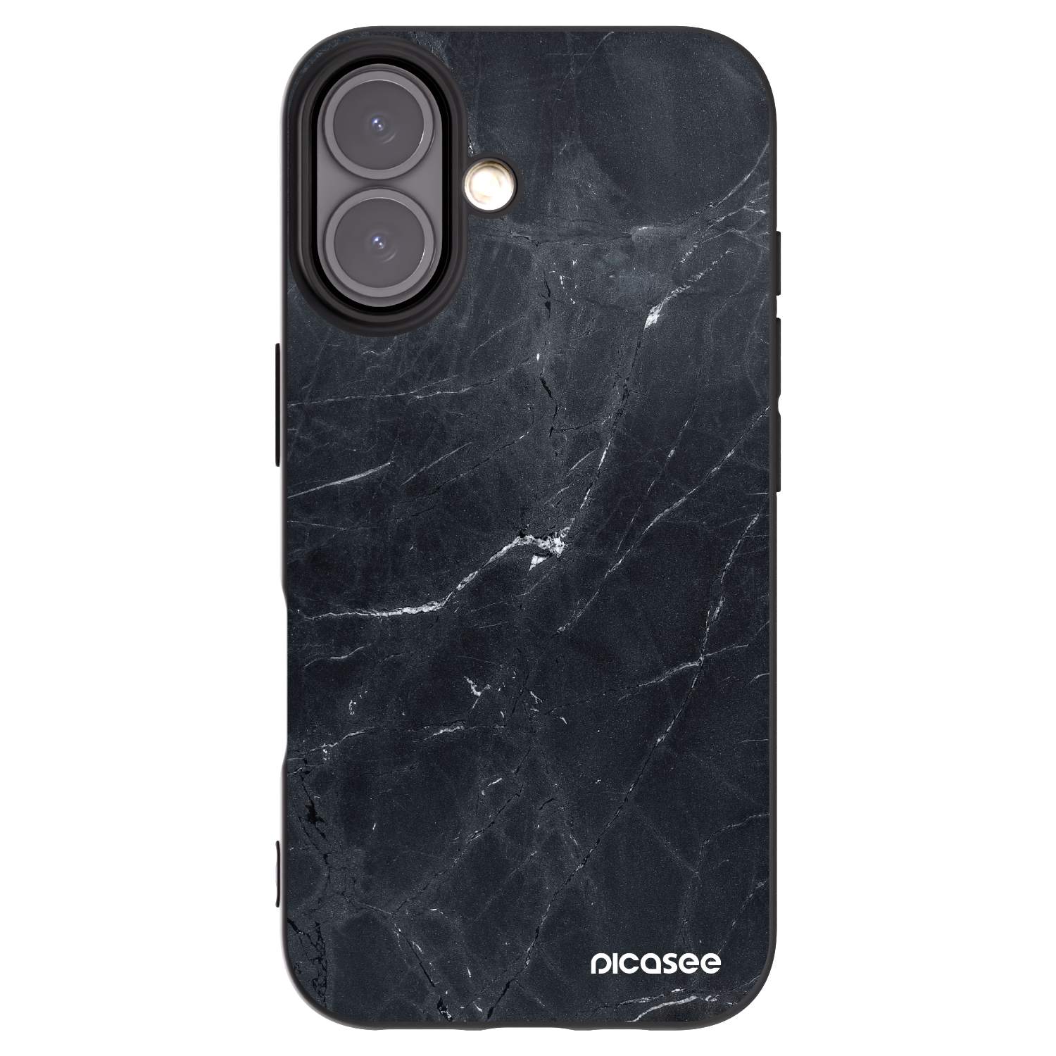 Picasee silikonový černý obal pro Apple iPhone 16 - Black marble