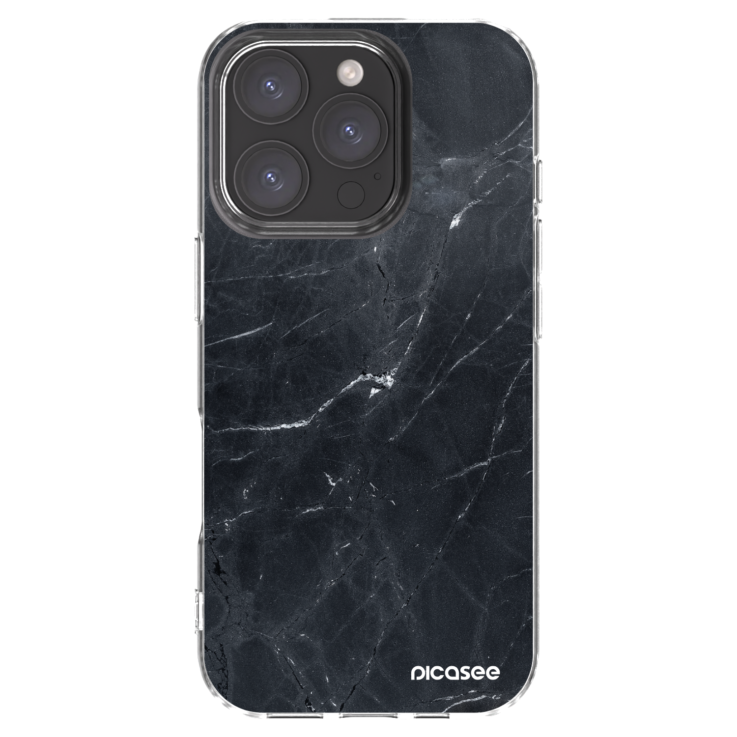 Picasee silikonový průhledný obal pro Apple iPhone 16 Pro - Black marble