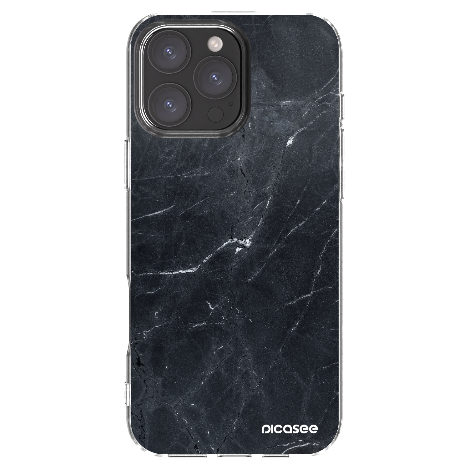 Picasee silikonový průhledný obal pro Apple iPhone 16 Pro Max - Black marble