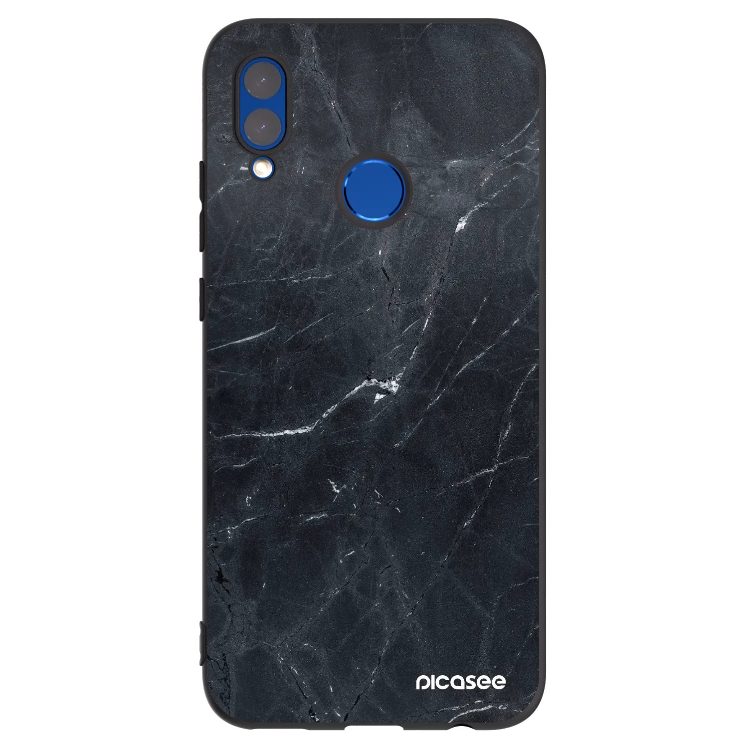 Picasee silikonový černý obal pro Honor 10 Lite - Black marble
