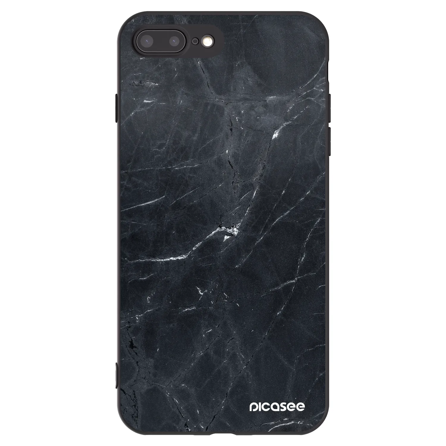 Picasee silikonový černý obal pro Apple iPhone 7 Plus - Black marble