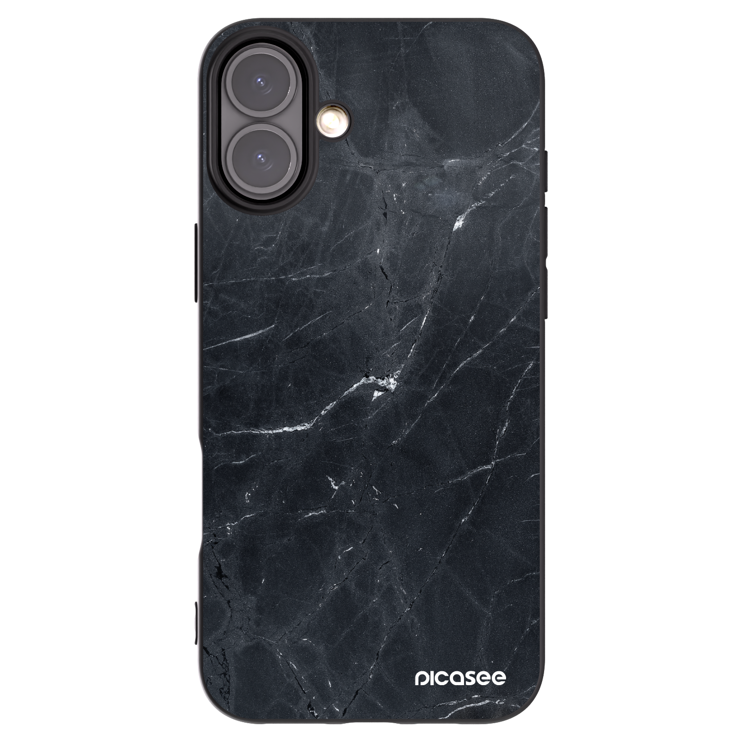 Picasee silikonový černý obal pro Apple iPhone 16 Plus - Black marble