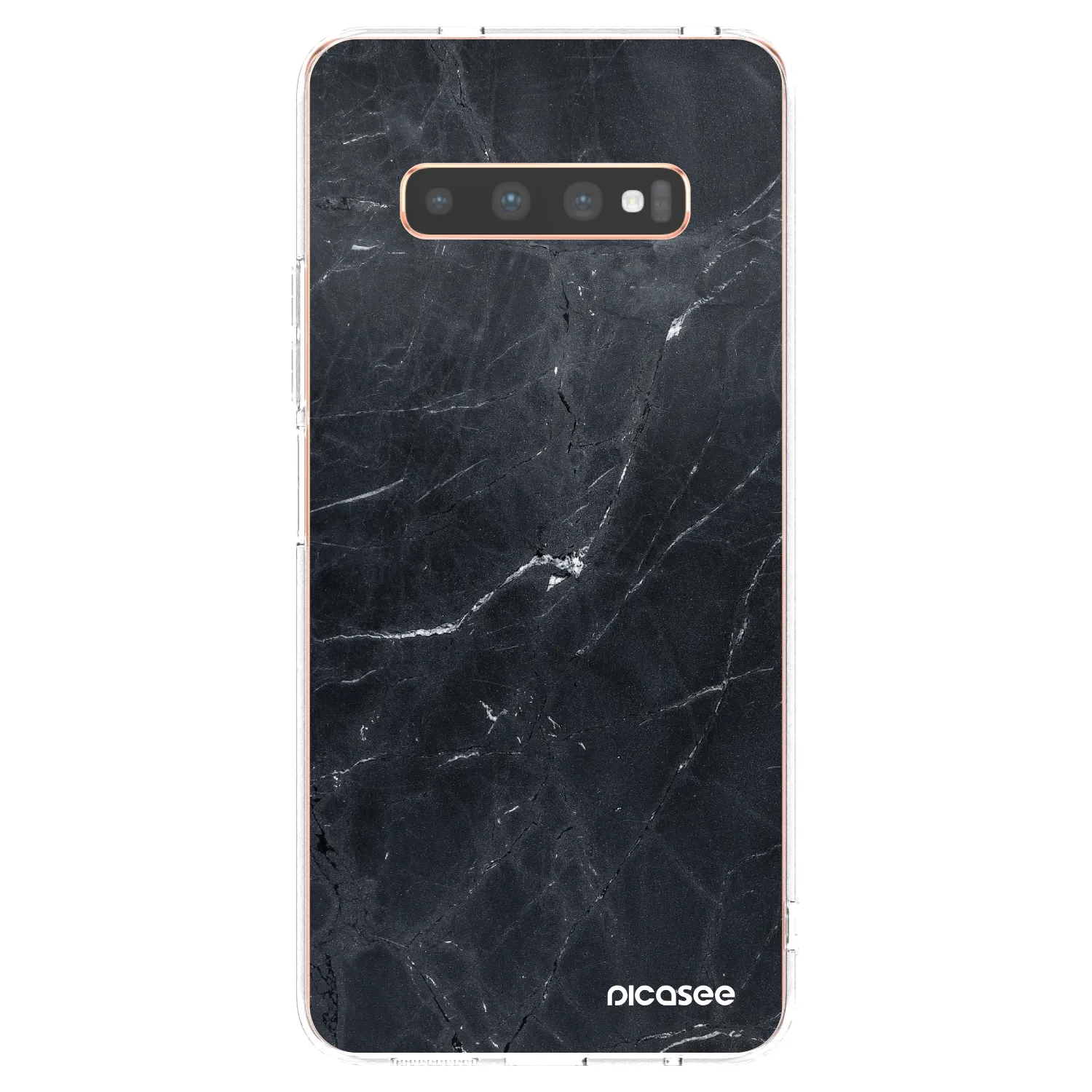 Picasee silikonový průhledný obal pro Samsung Galaxy S10 Plus G975 - Black marble