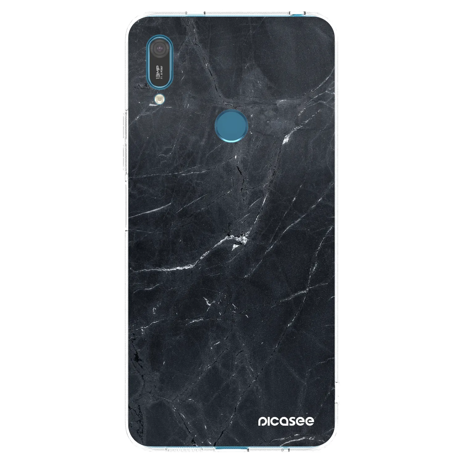 Picasee silikonový průhledný obal pro Huawei Y7 2019 - Black marble