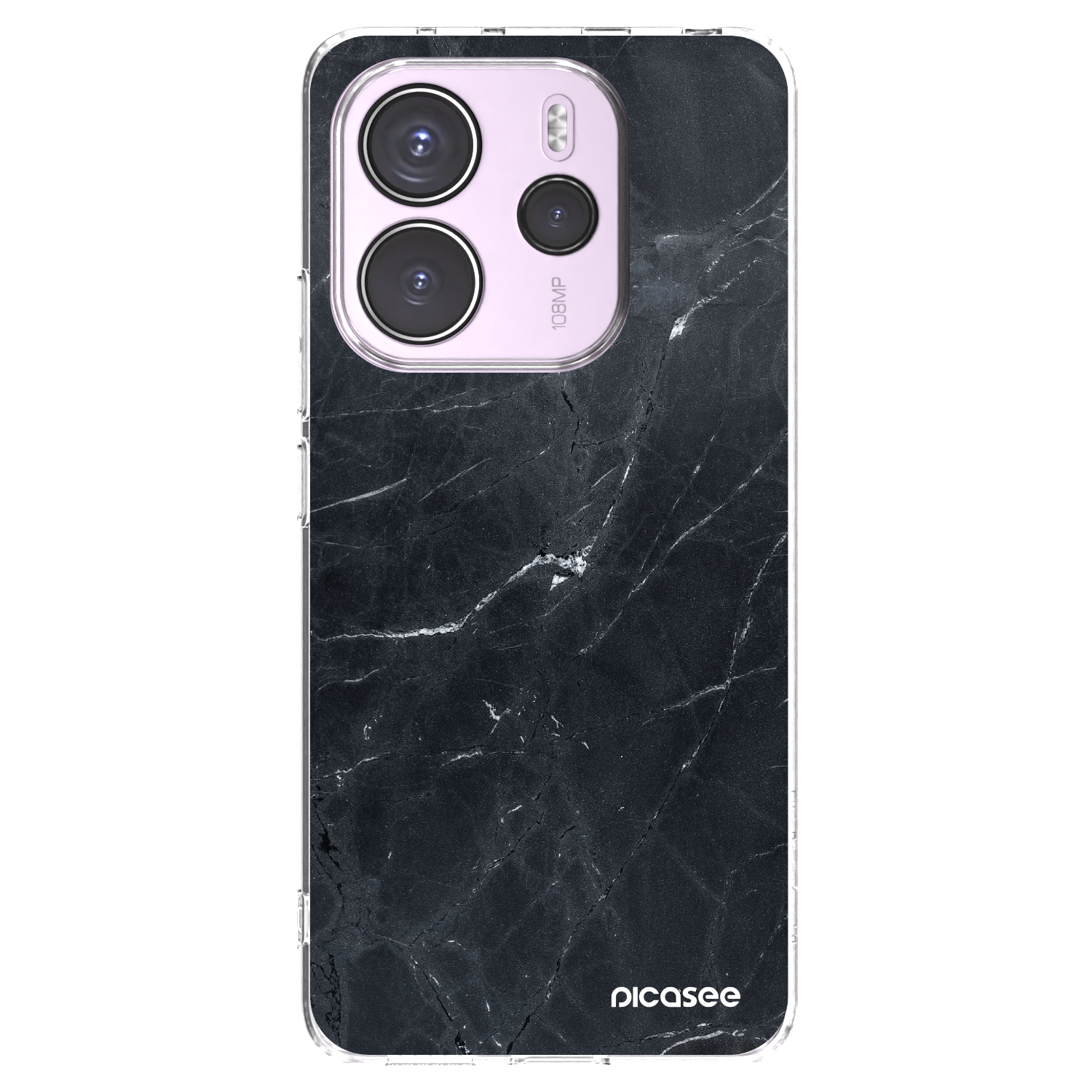 Picasee silikonový průhledný obal pro Xiaomi Redmi Note 14 4G - Black marble
