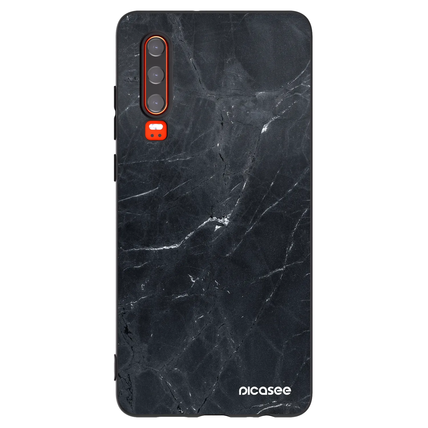 Picasee silikonový černý obal pro Huawei P30 - Black marble