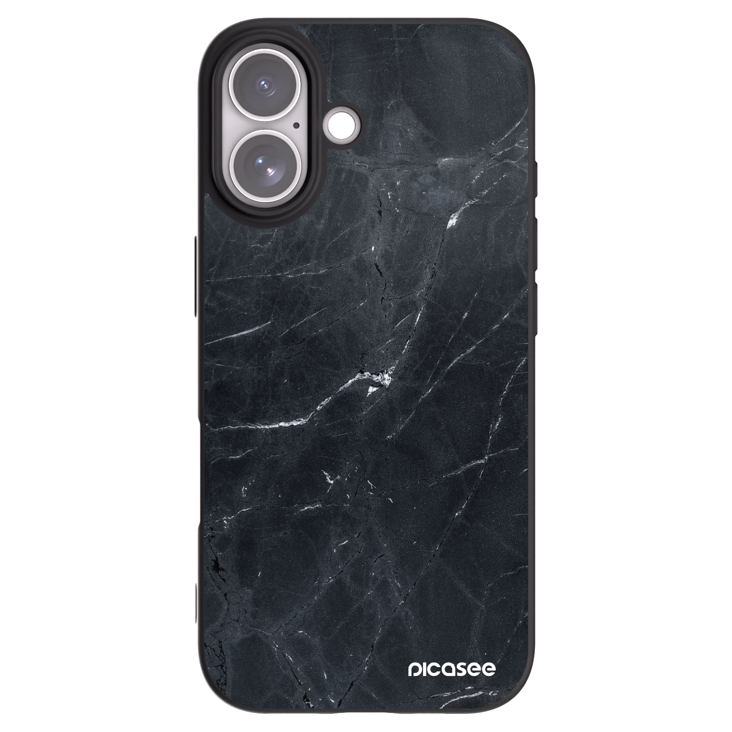Picasee silikonový černý obal pro Apple iPhone 17 - Black marble