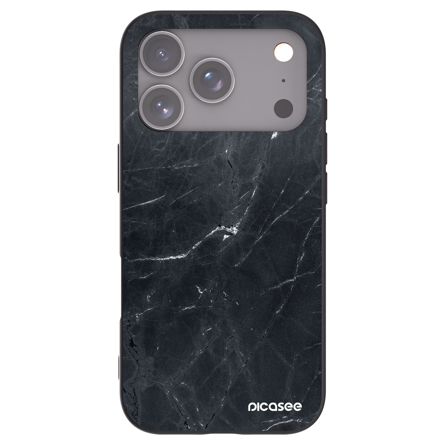 Picasee silikonový černý obal pro Apple iPhone 17 Pro - Black marble