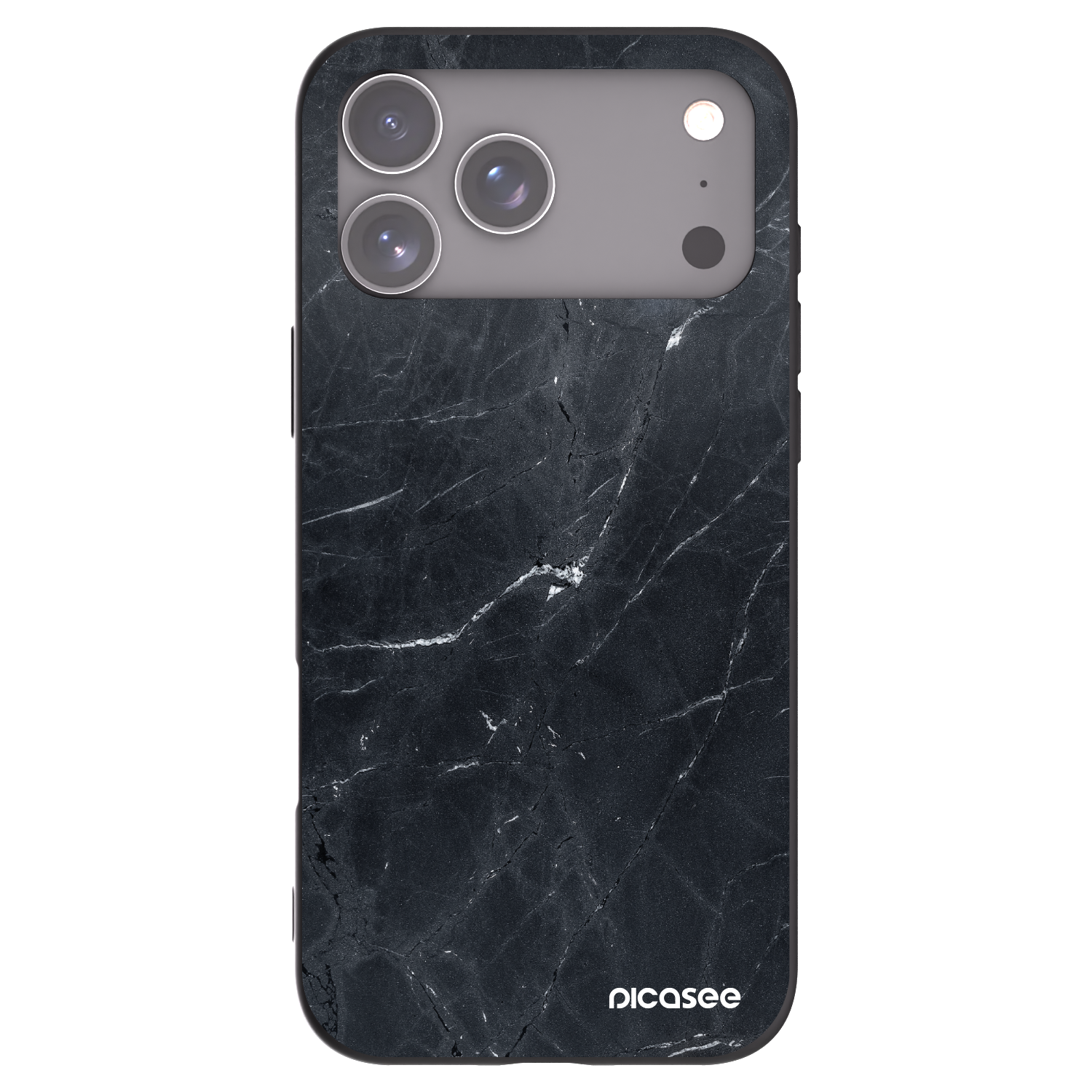 Picasee silikonový černý obal pro Apple iPhone 17 Pro Max - Black marble