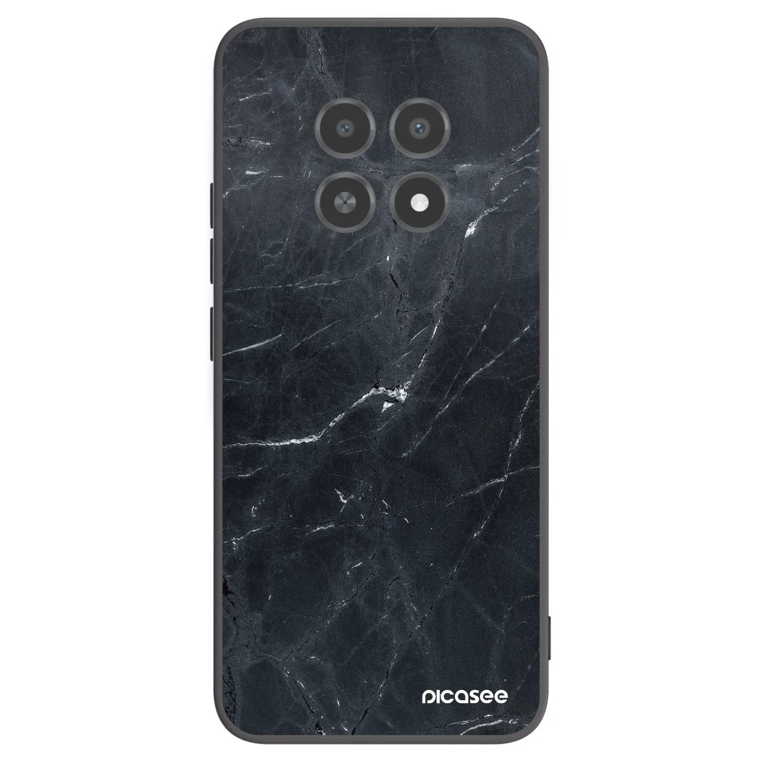 Picasee silikonový černý obal pro Realme 12X - Black marble