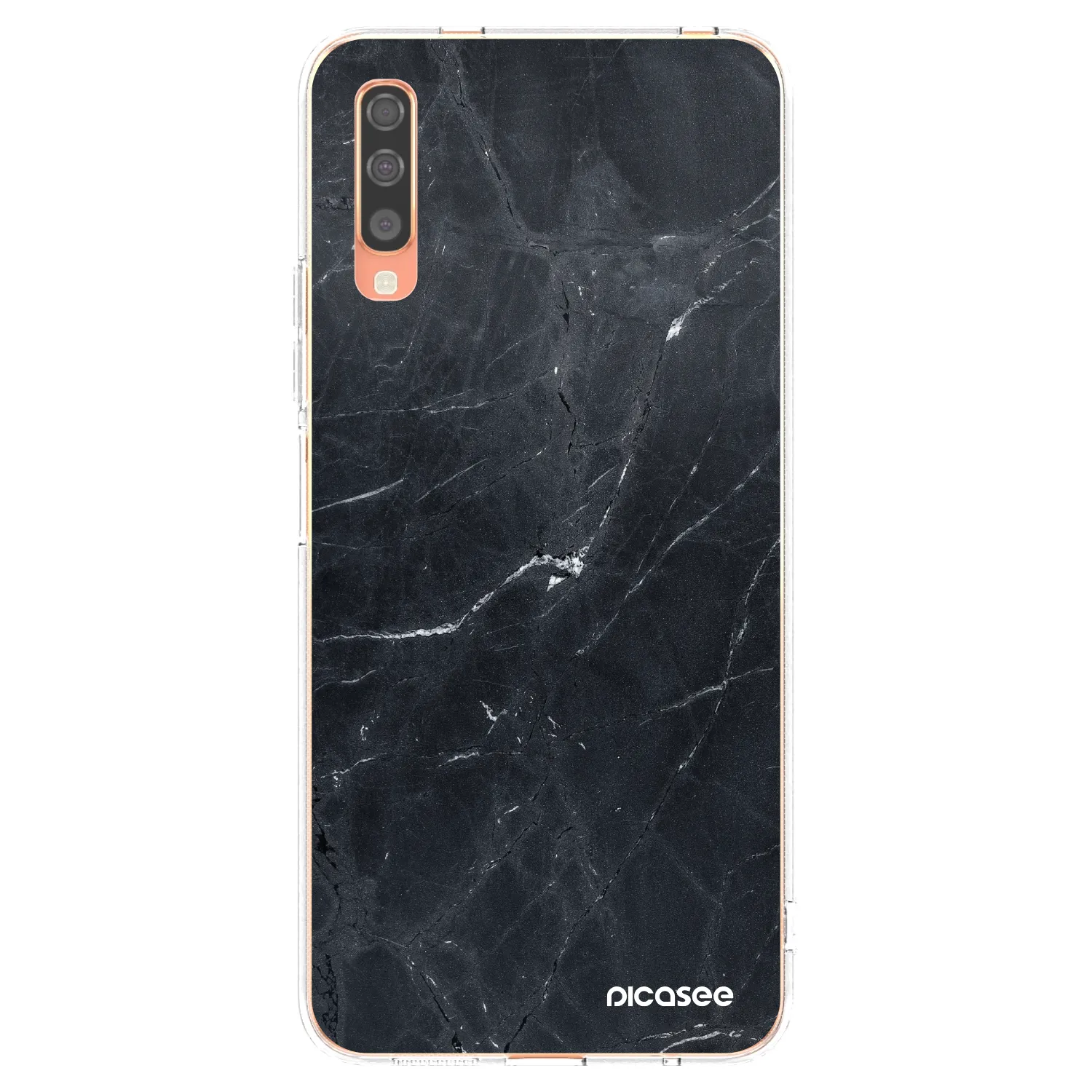 Picasee silikonový průhledný obal pro Samsung Galaxy A70 A705F - Black marble