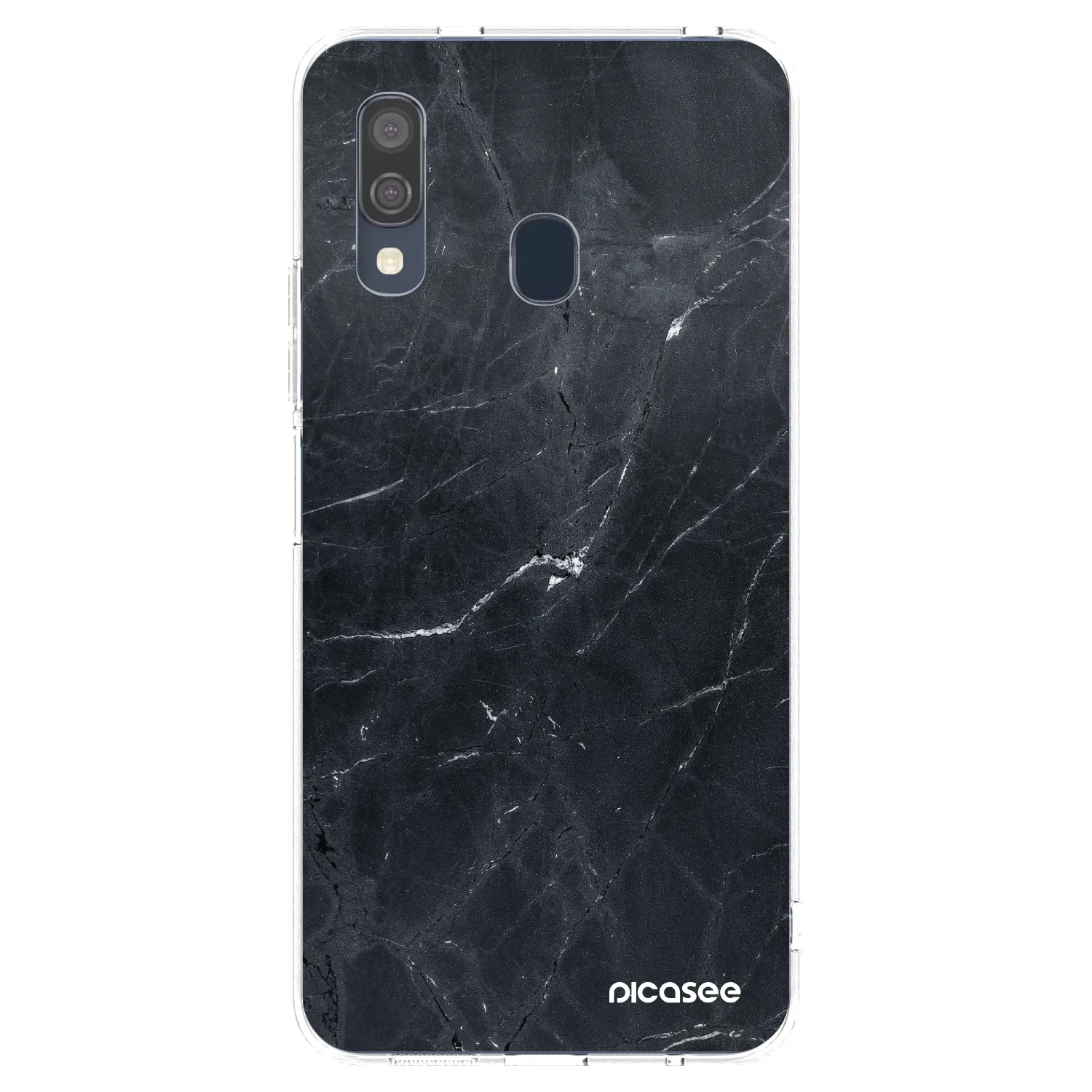 Picasee silikonový průhledný obal pro Samsung Galaxy A40 A405F - Black marble