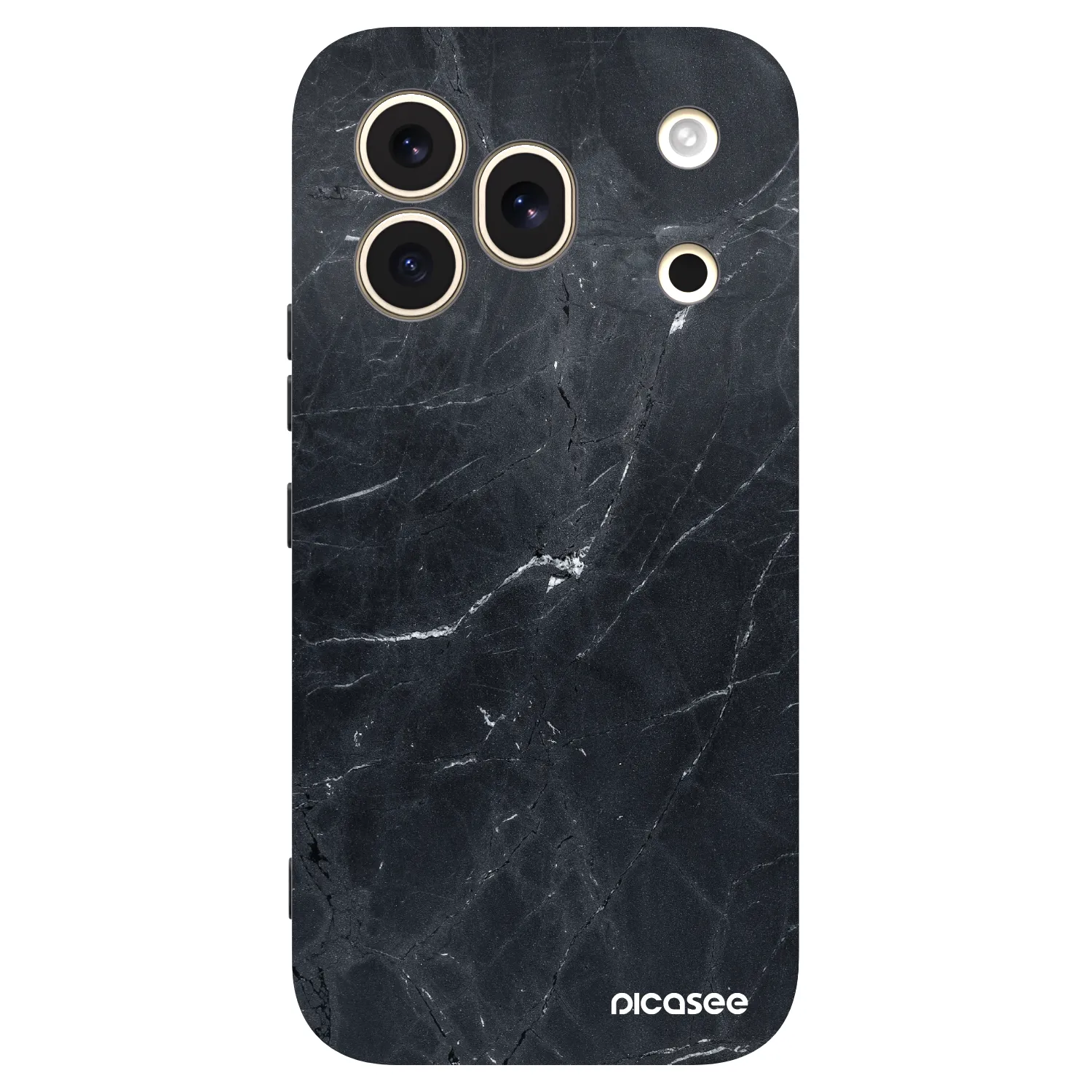 Picasee silikonový černý obal pro Honor 600 Pro - Black marble