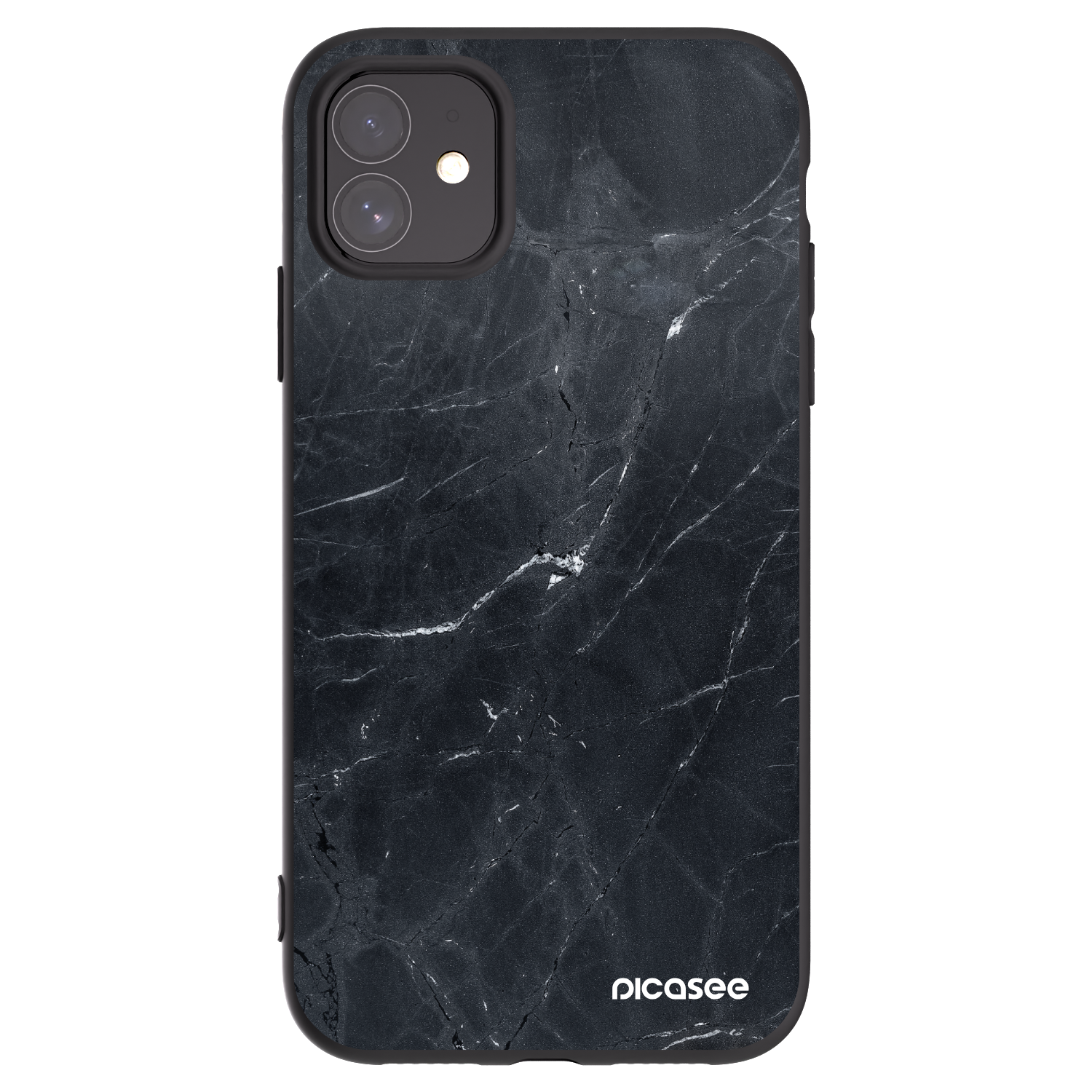 Picasee silikonový černý obal pro Apple iPhone 11 - Black marble