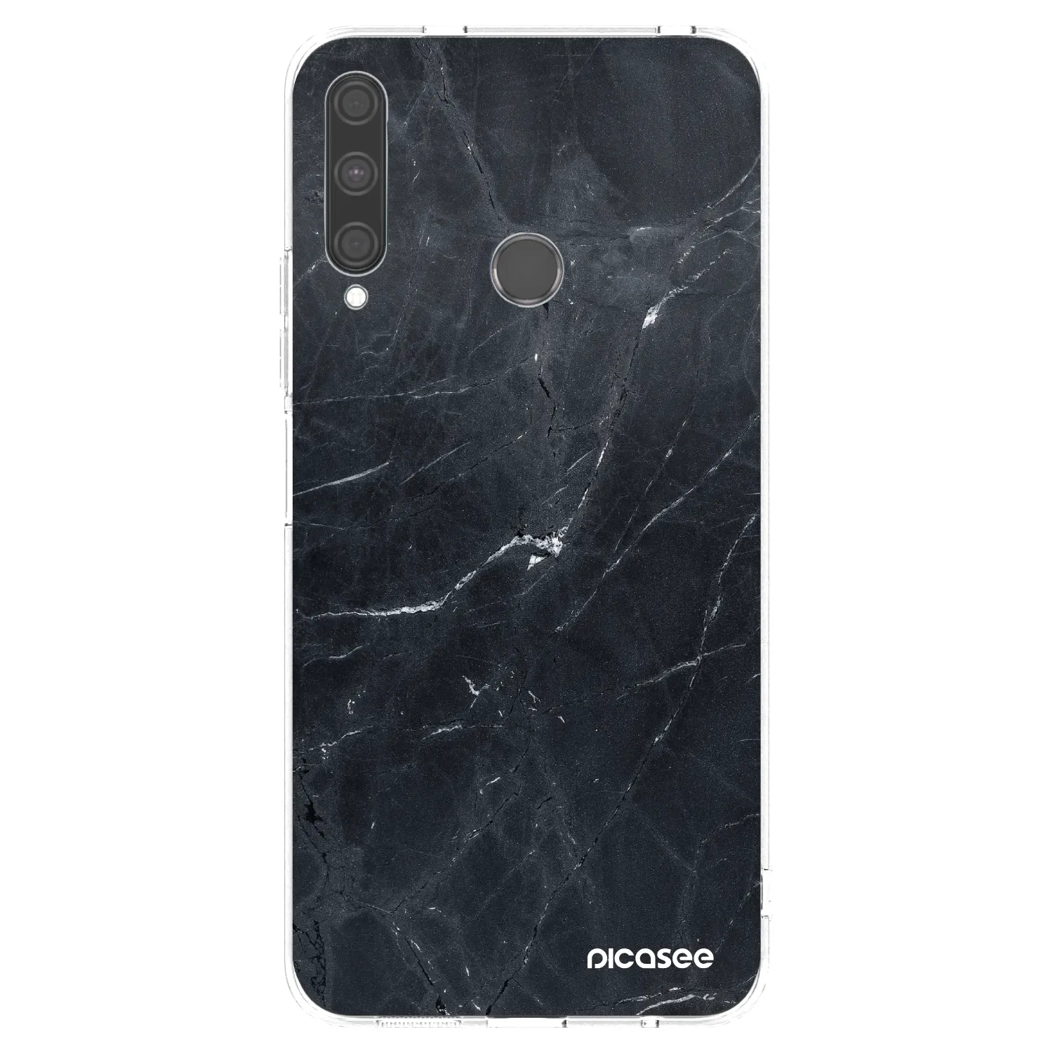 Picasee silikonový průhledný obal pro Huawei P40 Lite E - Black marble