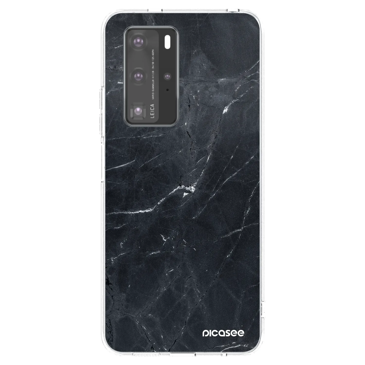 Picasee silikonový průhledný obal pro Huawei P40 Pro - Black marble