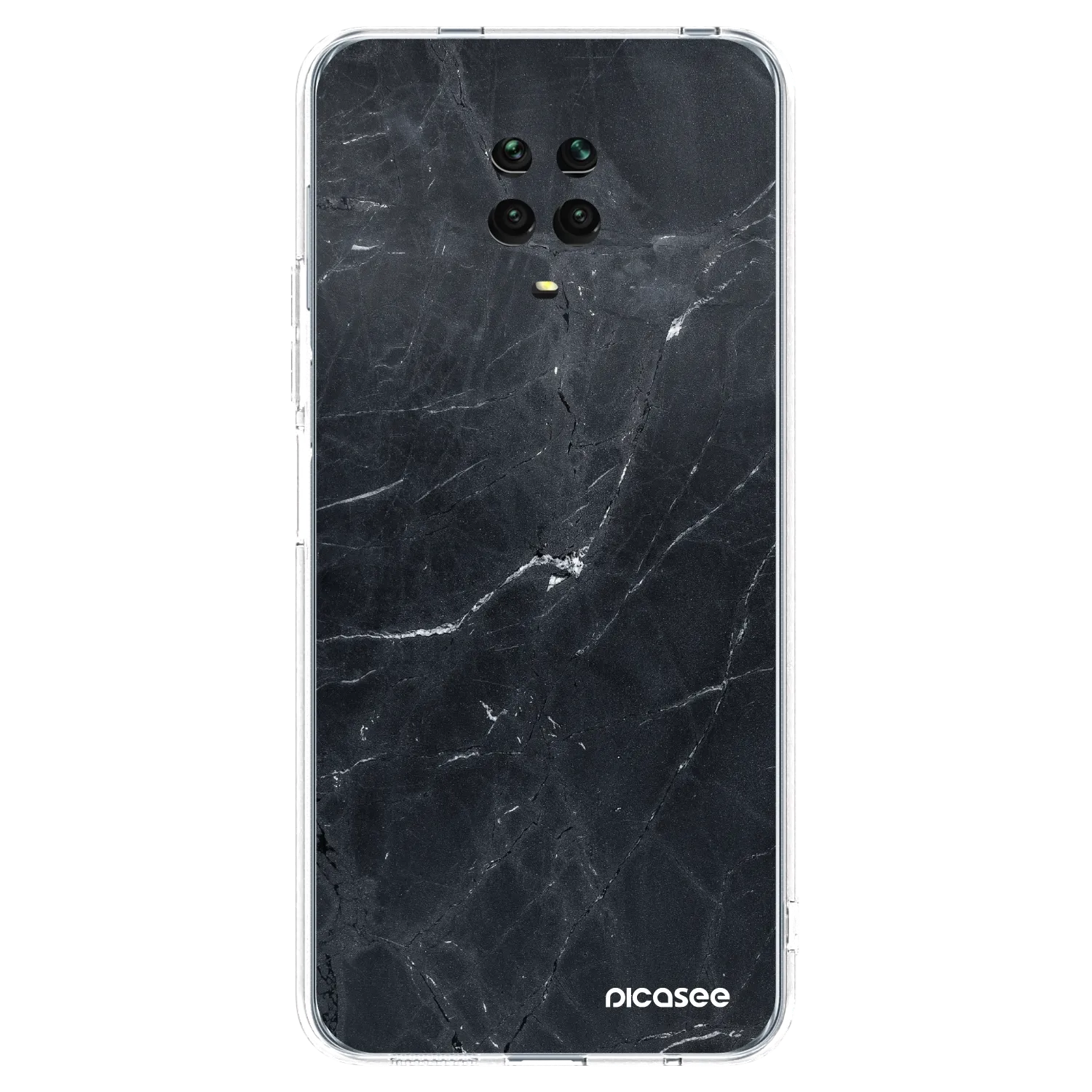 Picasee silikonový průhledný obal pro Xiaomi Redmi Note 9 Pro - Black marble