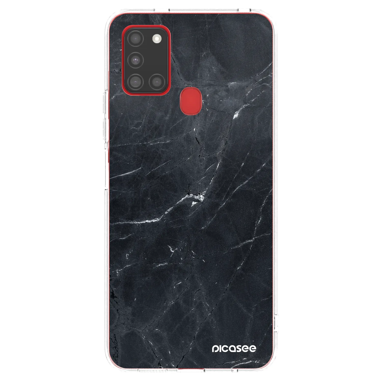 Picasee silikonový průhledný obal pro Samsung Galaxy A21s - Black marble