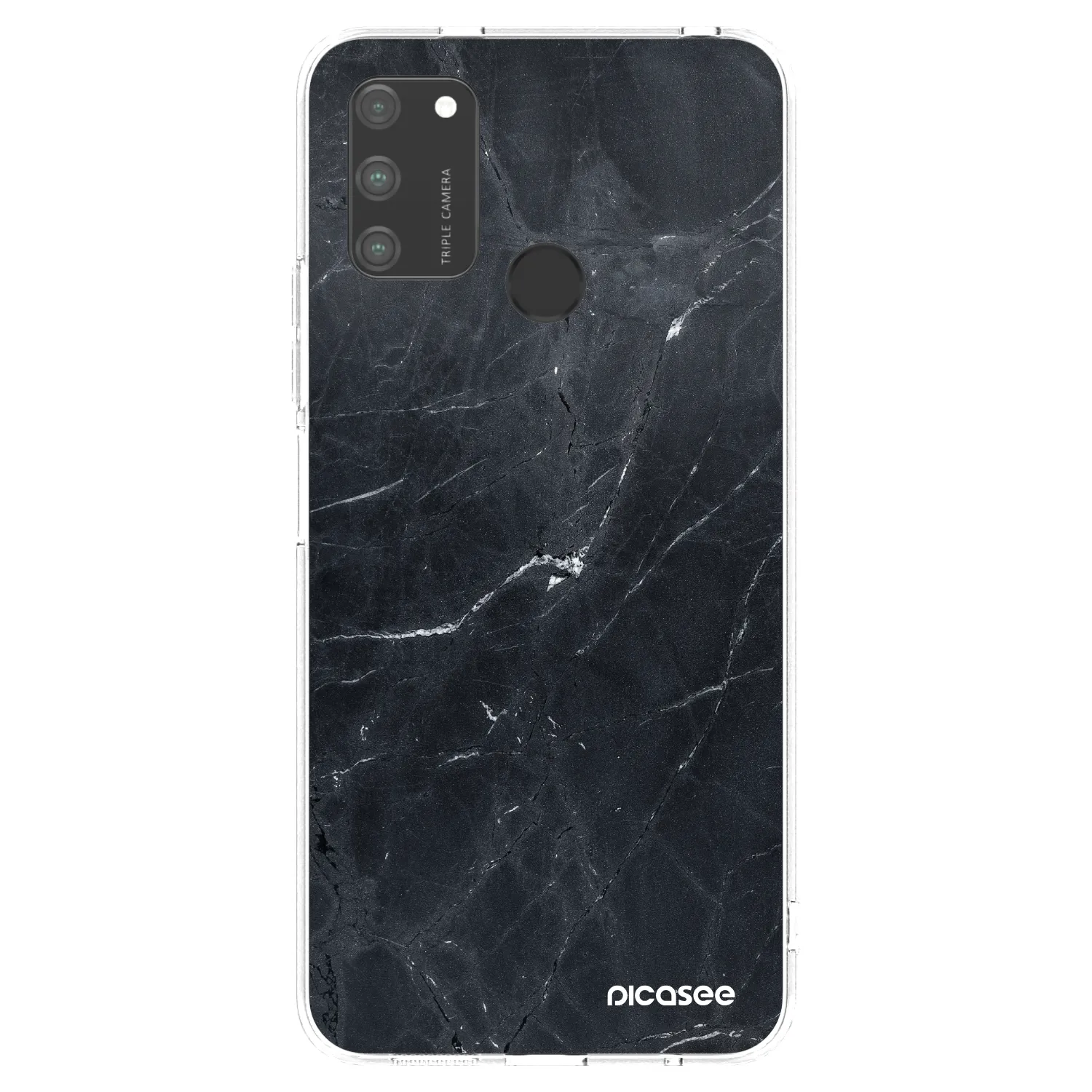 Picasee silikonový průhledný obal pro Honor 9A - Black marble