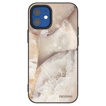 Picasee silikonový černý obal pro Apple iPhone 12 mini - Cream marble