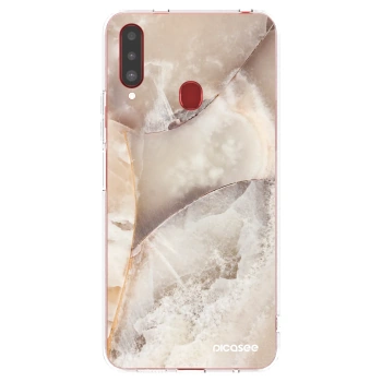 Picasee silikonový průhledný obal pro Samsung Galaxy A20s - Cream marble