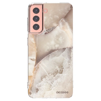 Picasee silikonový průhledný obal pro Samsung Galaxy S21 5G G991B - Cream marble