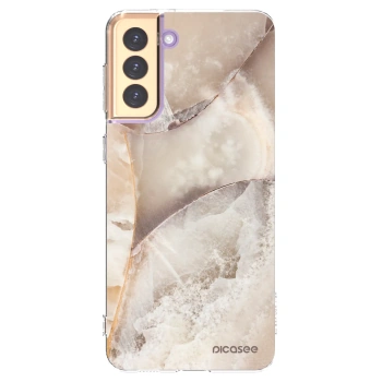 Picasee silikonový průhledný obal pro Samsung Galaxy S21+ 5G G996F - Cream marble