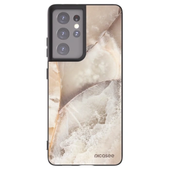 Picasee silikonový černý obal pro Samsung Galaxy S21 Ultra 5G G998B - Cream marble