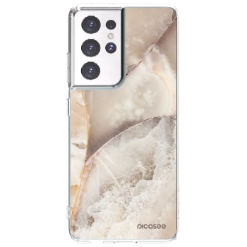 Picasee silikonový průhledný obal pro Samsung Galaxy S21 Ultra 5G G998B - Cream marble