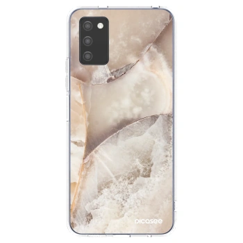 Picasee silikonový průhledný obal pro Samsung Galaxy A02s A025G - Cream marble