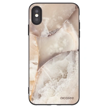 Picasee silikonový černý obal pro Apple iPhone XS Max - Cream marble