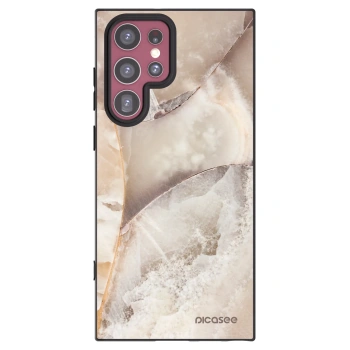 Picasee silikonový černý obal pro Samsung Galaxy S22 Ultra 5G - Cream marble
