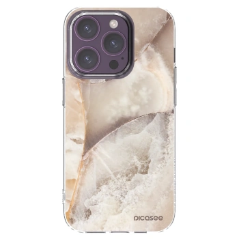 Picasee silikonový průhledný obal pro Apple iPhone 14 Pro - Cream marble