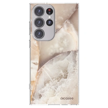 Picasee silikonový průhledný obal pro Samsung Galaxy S23 Ultra 5G - Cream marble