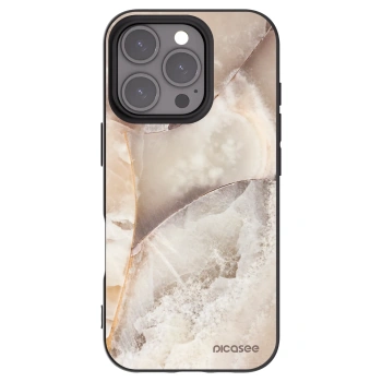 Picasee silikonový černý obal pro Apple iPhone 16 Pro - Cream marble