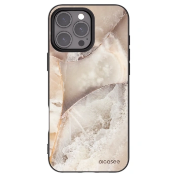 Picasee silikonový černý obal pro Apple iPhone 16 Pro Max - Cream marble