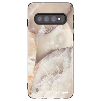 Picasee silikonový černý obal pro Samsung Galaxy S10 G973 - Cream marble