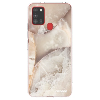 Picasee silikonový průhledný obal pro Samsung Galaxy A21s - Cream marble